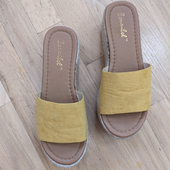 Bonnibel Mina Platform Espadrille Slide Mustard Yellow - Picture 2 of 9